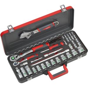 Ensemble d'outils Meister - Jeu de 56 pièces de clés et douilles, noir/rouge Ensemble d'outils Meister - Jeu de 56 pièces de clés et douilles, noir/rouge