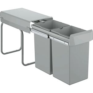 GROHE Waste Bin 4085500 - Double 15L Recycling, Grey GROHE Waste Bin 4085500 - Double 15L Recycling, Grey