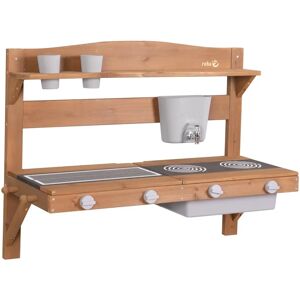 Roba Outdoor Wall Hanged Play Kitchen with Removable Trays - Teak Roba Outdoor Wall Hanged Play Kitchen with Removable Trays - Teak