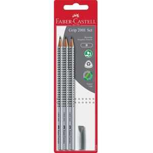 Faber-Castell Grip 2001 Set - Pencil set, Ergonomic triangular, Water-based paint, Break-resistant, with eraser Faber-Castell Grip 2001 Set - Pencil set, Ergonomic triangular, Water-based paint, Break-resistant, with eraser