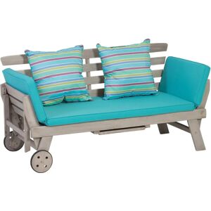 Banquette de jardin greemotion Maui - Bois d'acacia, gris, turquoise - Publicité Banquette de jardin greemotion Maui - Bois d'acacia, gris, turquoise - Publicité