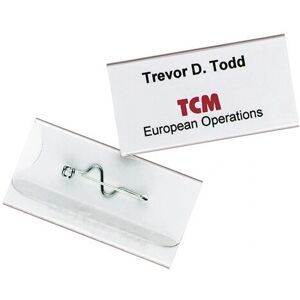 DURABLE 800619 Name Badge with Pin 30 X 60 mm Transparent Pack of 100 DURABLE 800619 Name Badge with Pin 30 X 60 mm Transparent Pack of 100
