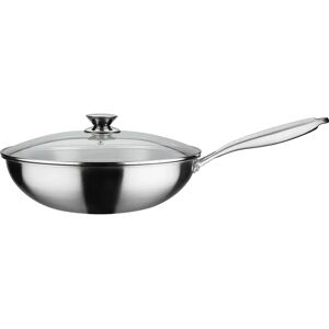 GSW Wok Pro Con Coperchio Ø 32 Cm Fondo A 3 Strati Manico Rivettato Acciaio Inossidabile Tutte Le Fonti Di Calore Inclusa L'induzione GSW Wok Pro Con Coperchio Ø 32 Cm Fondo A 3 Strati Manico Rivettato Acciaio Inossidabile Tutte Le Fonti Di Calore Inclusa L'induzione