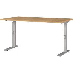 GERMANIA DOWNEY höhenverstellbarer Schreibtisch - Eiche & Silber - 140x80cm GERMANIA DOWNEY höhenverstellbarer Schreibtisch - Eiche & Silber - 140x80cm