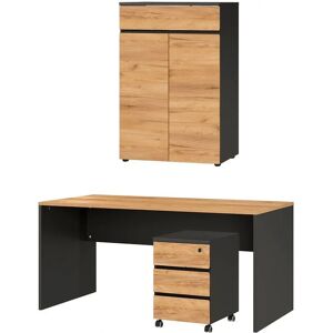 GERMANIA Lissabon Büromöbel-Set - Braun (Graphit, Navarra, Eiche, Nachbildung) - Büromöbel-Set GERMANIA Lissabon Büromöbel-Set - Braun (Graphit, Navarra, Eiche, Nachbildung) - Büromöbel-Set