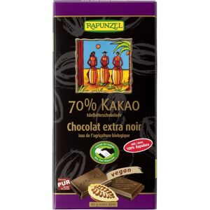 Tablette de Chocolat Noir Rapunzel - 80g, 70% Cacao, Biologique, Commerce Équitable - Publicité Tablette de Chocolat Noir Rapunzel - 80g, 70% Cacao, Biologique, Commerce Équitable - Publicité