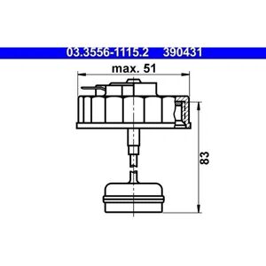 ATE jarrunesteen säiliön korkki - Alkuperäinen, 83mm, 51mm, ATE ATE jarrunesteen säiliön korkki - Alkuperäinen, 83mm, 51mm, ATE
