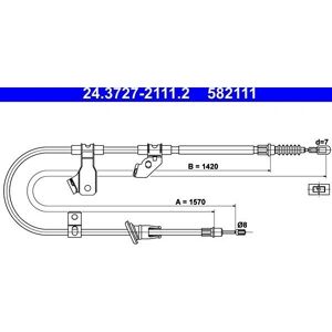 ATE Malli 24.3727-2111.2 Kaapeli Mitsubishi Colt - Pysäköintijarru ATE Malli 24.3727-2111.2 Kaapeli Mitsubishi Colt - Pysäköintijarru