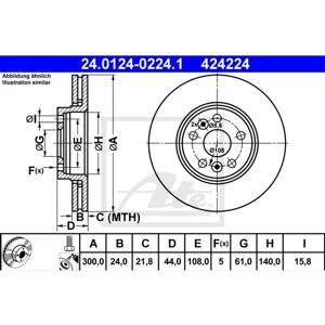 ATE Model 24.0124-0224.1 Brake Disc - Ventilated High-Carbon Renault Scenic 2 ATE Model 24.0124-0224.1 Brake Disc - Ventilated High-Carbon Renault Scenic 2