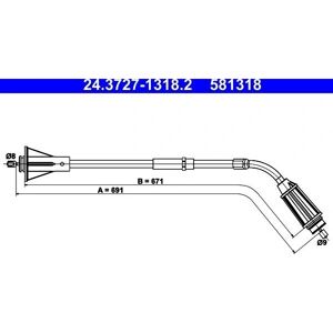 Ate Volvo S80 Käsijarrun Kaapeli - Oikea Takana 691mm Ate Volvo S80 Käsijarrun Kaapeli - Oikea Takana 691mm