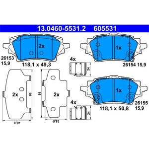 ATE 13.0460-5531.2 Jarrupaljasarja - Levyjarru ATE 13.0460-5531.2 Jarrupaljasarja - Levyjarru