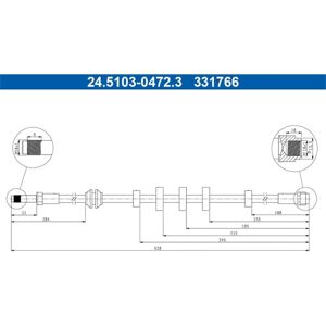 Tubo del freno Ate per Audi A4 A5 - Flessibile, 520mm, M10x1 Tubo del freno Ate per Audi A4 A5 - Flessibile, 520mm, M10x1