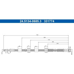 Jarruletku ATE - M10x1, 720mm - Volkswagen Touareg Jarruletku ATE - M10x1, 720mm - Volkswagen Touareg
