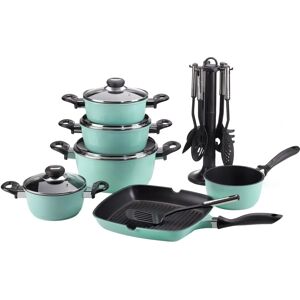 KRÜGER Aluminium Kochgeschirr-Set - 17-tlg, Mint, Antihaft, Mit Küchenhelfern KRÜGER Aluminium Kochgeschirr-Set - 17-tlg, Mint, Antihaft, Mit Küchenhelfern