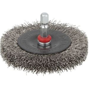 Wolfcraft Stainless Steel Wire Wheel Brush - 75x12 mm, Hex Shank Wolfcraft Stainless Steel Wire Wheel Brush - 75x12 mm, Hex Shank
