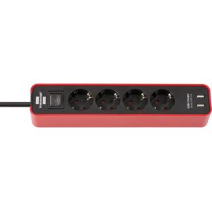 Multiprise Brennenstuhl 1153240076 - 4 prises, USB, 1,5m, Noir/Rouge - Publicité Multiprise Brennenstuhl 1153240076 - 4 prises, USB, 1,5m, Noir/Rouge - Publicité