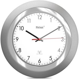 Mebus 19452 Wall Clock - Silver, White - Radio-Controlled Mebus 19452 Wall Clock - Silver, White - Radio-Controlled