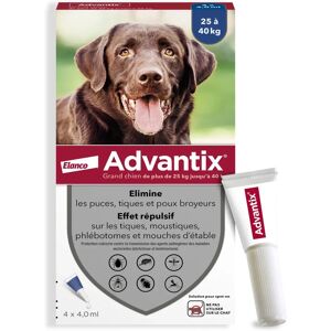 Advantix Large Dog Spot-On - Fleas & Ticks Prevention - 4 Pipettes Advantix Large Dog Spot-On - Fleas & Ticks Prevention - 4 Pipettes
