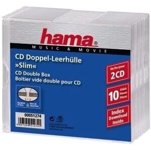 Hama CD Jewel Case - Pack van 10, 2 Schijven, Transparant Hama CD Jewel Case - Pack van 10, 2 Schijven, Transparant
