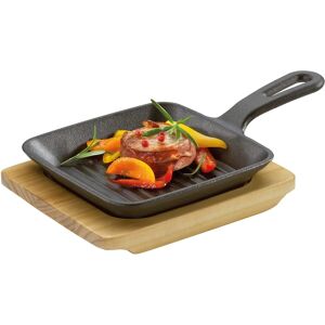 Patelnia do grilla i serwowania Küchenprofi z drewnianym spodkiem - Grill i podanie Patelnia do grilla i serwowania Küchenprofi z drewnianym spodkiem - Grill i podanie