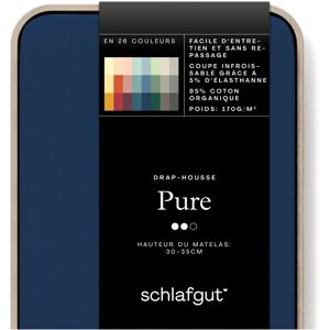 SCHLAFGUT Bio-Baumwolle Spannbettlaken - Blau Deep - Bettwäsche SCHLAFGUT Bio-Baumwolle Spannbettlaken - Blau Deep - Bettwäsche