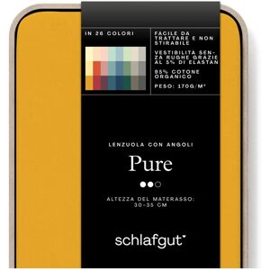 SCHLAFGUT PURE Drap Housse en Coton Bio - Jaune Profond, 180-200x200-220cm - Publicité SCHLAFGUT PURE Drap Housse en Coton Bio - Jaune Profond, 180-200x200-220cm - Publicité