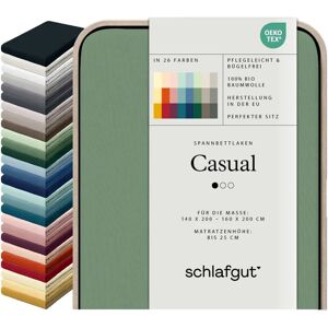 SCHLAFGUT Bio-Spannbettlaken - Grün Mid - 140-160cm x 200cm - Bettwäsche SCHLAFGUT Bio-Spannbettlaken - Grün Mid - 140-160cm x 200cm - Bettwäsche