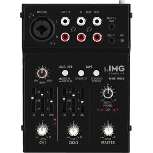 Mixeur portable 2 canaux IMG Stage Line MMX-11USB Mixeur portable 2 canaux IMG Stage Line MMX-11USB