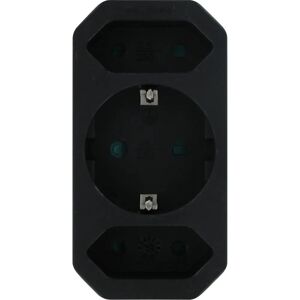 Kopp Elektrotechnik Kopp 177605002 - Adapter mit 2 Euro & 1 Schuko - 3-Wege 250V 16A - Schwarz Kopp Elektrotechnik Kopp 177605002 - Adapter mit 2 Euro & 1 Schuko - 3-Wege 250V 16A - Schwarz