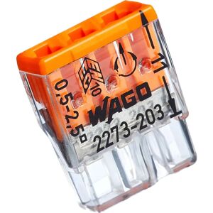 Wago - Kopp 33346421 compact - 3-pole terminal, 0.5-2.5 mm², 100 pcs, transparent/orange Wago - Kopp 33346421 compact - 3-pole terminal, 0.5-2.5 mm², 100 pcs, transparent/orange