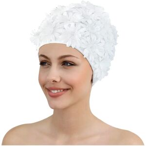Fashy White Floral Swim Cap - All-Occasion Fashy White Floral Swim Cap - All-Occasion