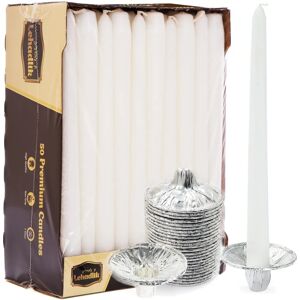 Lehadlik - Unscented Bistro Tapered Dinner Food Table Candles - 8-9 Hr - Pack of 50 Lehadlik - Unscented Bistro Tapered Dinner Food Table Candles - 8-9 Hr - Pack of 50