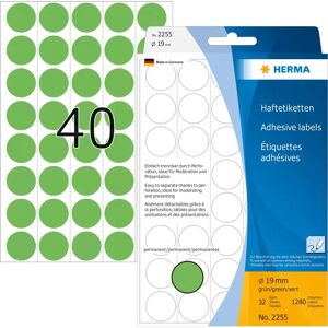 Étiquettes auto-adhésives vertes Herma - 19mm, 1280 pièces Étiquettes auto-adhésives vertes Herma - 19mm, 1280 pièces