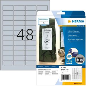 Herma Silver Foil Labels - Self-adhesive, 45.7x21.2mm, 25 pcs - Printer Labels Herma Silver Foil Labels - Self-adhesive, 45.7x21.2mm, 25 pcs - Printer Labels
