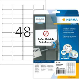 Herma 4346 Valkoiset Irrotettavat Tarrat - Tulostinmerkki Herma 4346 Valkoiset Irrotettavat Tarrat - Tulostinmerkki