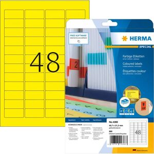 Herma Yellow 45.7x21.2mm Self-adhesive Label - A4 Sheet - 960 pcs - Printer Label Herma Yellow 45.7x21.2mm Self-adhesive Label - A4 Sheet - 960 pcs - Printer Label