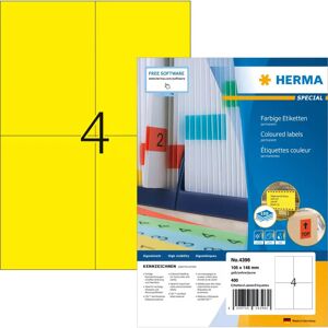 Herma Yellow Self-Adhesive Printer Labels - A4 105x148mm - 400 Pack Herma Yellow Self-Adhesive Printer Labels - A4 105x148mm - 400 Pack