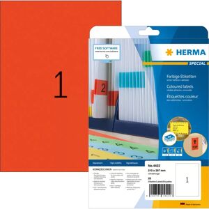 Herma 4422 Red Self-adhesive Printer Labels - A4 20 pcs Herma 4422 Red Self-adhesive Printer Labels - A4 20 pcs