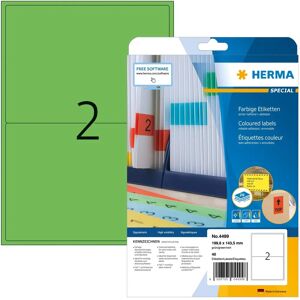 Herma Green Removable Labels - Self-Adhesive, A4, 20 pcs - Label Herma Green Removable Labels - Self-Adhesive, A4, 20 pcs - Label