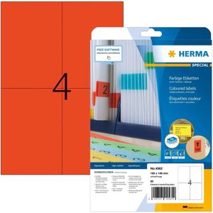 Herma 4562 Red Self-Adhesive Labels - Rectangle 80 pcs Herma 4562 Red Self-Adhesive Labels - Rectangle 80 pcs