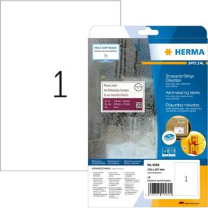 Herma White Waterproof Labels - Self-Adhesive Rectangular Label A4 10 pcs Herma White Waterproof Labels - Self-Adhesive Rectangular Label A4 10 pcs