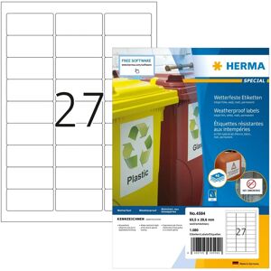 Étiquettes imperméables Herma - 40 pièces, 63x29.6mm - Publicité Étiquettes imperméables Herma - 40 pièces, 63x29.6mm - Publicité