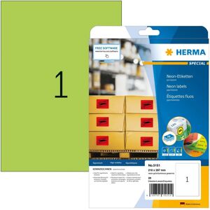 Herma 5151 Neon Labels - Self-Adhesive, A4 (20 pcs) - Printer Label Herma 5151 Neon Labels - Self-Adhesive, A4 (20 pcs) - Printer Label