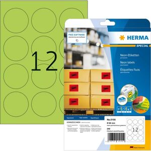Herma Green 60mm Round Neon Labels - Printer Labels Herma Green 60mm Round Neon Labels - Printer Labels