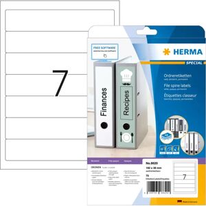 Herma 8620 Étiquettes auto-adhésives blanches - 192x38mm - Étiquettes de classeur Herma 8620 Étiquettes auto-adhésives blanches - 192x38mm - Étiquettes de classeur