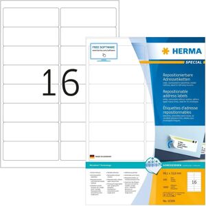Herma 10309 White Repositionable Address Labels - Self-Adhesive 1600 pcs Herma 10309 White Repositionable Address Labels - Self-Adhesive 1600 pcs