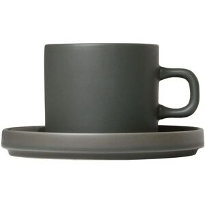 Blomus PILAR Gray Ceramic Coffee Set - 2 Cups & Saucers Blomus PILAR Gray Ceramic Coffee Set - 2 Cups & Saucers