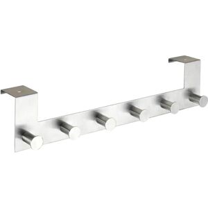 Wenko Wall-Mounted Coat Rack with 6 Hooks - Stainless Steel - Fits Door up to 4cm Wenko Wall-Mounted Coat Rack with 6 Hooks - Stainless Steel - Fits Door up to 4cm
