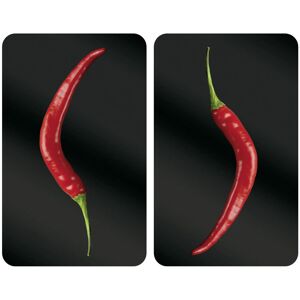 WENKO Hot Peperoni Küchenbrett - Gehärtetes Glas, Schwarz/Rot - Universal WENKO Hot Peperoni Küchenbrett - Gehärtetes Glas, Schwarz/Rot - Universal