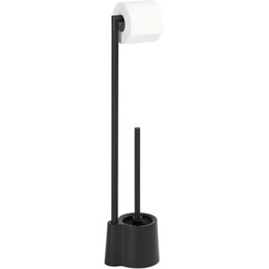 WENKO Avola Toilet Accessory Set - Black, Stainless Steel, 2-in-1 WENKO Avola Toilet Accessory Set - Black, Stainless Steel, 2-in-1